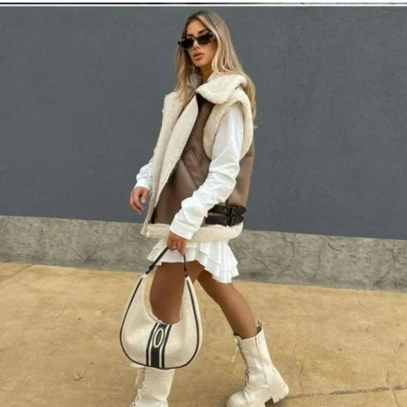 ZARA COMBINATION DOUBLE FACE FLEECE VEST - Picture 15 of 16